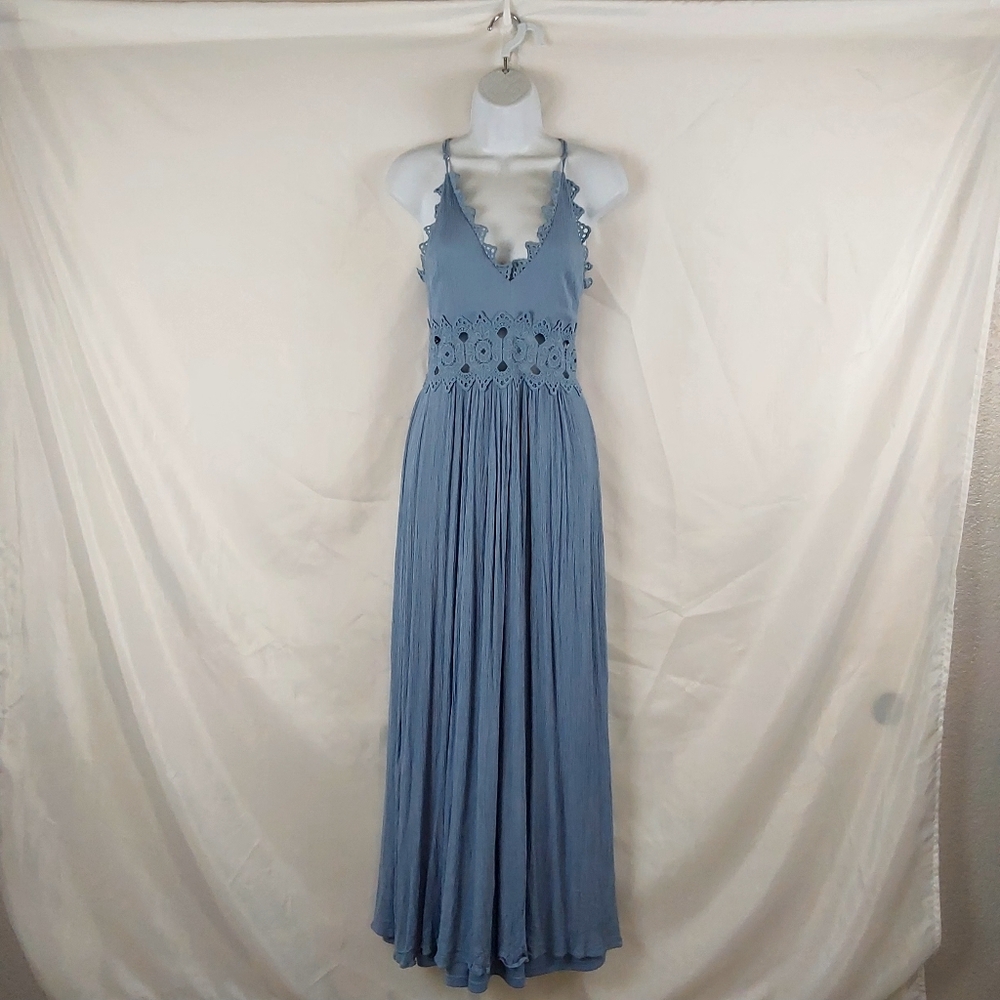 Lulu's This is Love Slate Blue Lace Maxi Dress - Picture 4 of 13
